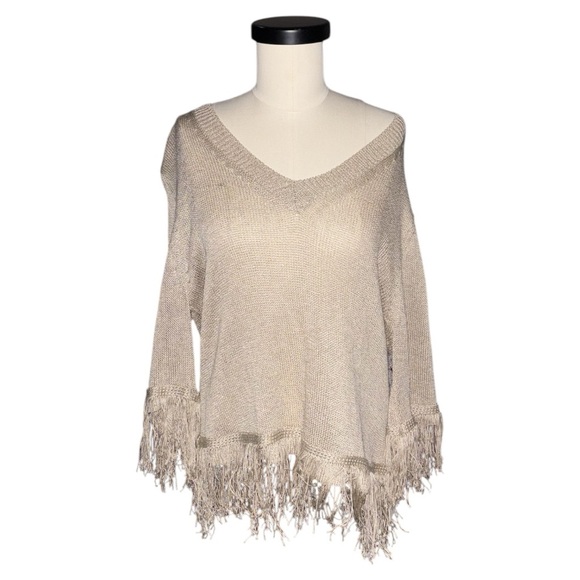 bishop + young Sweaters - Bishop & Young Oatmeal Fringe V-neck Sweater Crop Top